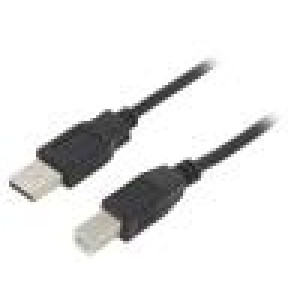 Kabel USB 2.0 USB A vidlice,USB B vidlice niklovaný 3m černá