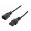 Kabel IEC C13 zásuvka,IEC C14 vidlice 3m se zajištěním černá