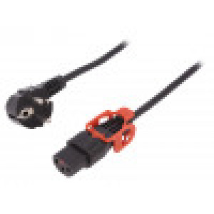 Kabel CEE 7/7 (E/F) úhlová vidlice,IEC C13 zásuvka PVC 3m
