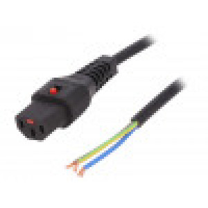 Cable IEC C13 female,wires 4m with IEC LOCK locking black