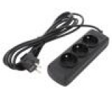 Plug socket strip: supply Sockets: 3 250VAC 10A Colour: black