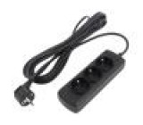Plug socket strip: supply Sockets: 3 250VAC 10A Colour: black