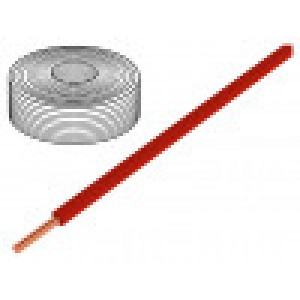 Vodič drát Cu 1x0,20mm2 PVC červená 60V -10÷85°C 100m