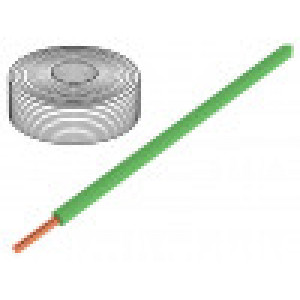 Vodič drát Cu 1x0,20mm2 PVC zelená 60V -10÷85°C 100m