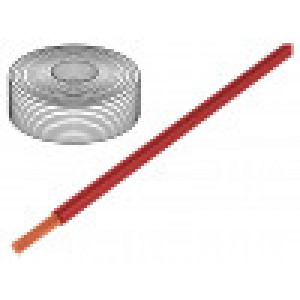 Vodič licna Cu 1x0,25mm2 PVC červená 100V -10÷85°C 10m