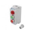NC + NO červená/zelená Podsv: LED 230VAC IP65 Tlačítko: plochý