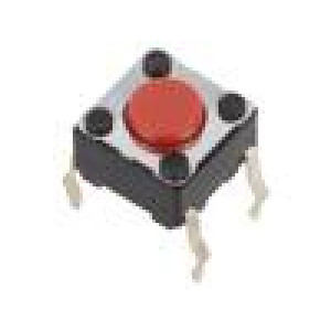 Mikrospínač TACT SPST-NO pol: 2 0,05A/12VDC THT 2,55N 4,3mm
