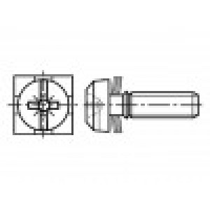 Šroub s podložkou M3x6 0,5 Pozidriv,plochá 0,6mm,PZ1 ocel