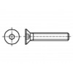 Šroub M2x8 0,4 Hlava: kuželová imbus HEX 1,3mm DIN: 7991