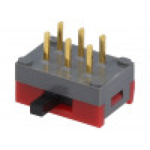 Přepínač: posuvný DPDT 0,4A/28VDC Montáž: z boku -15÷60°C