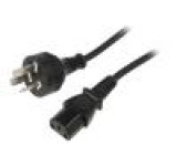 Kabel IEC C13 zásuvka,IRAM 2073 vidlice 1,8m černá PVC 10A