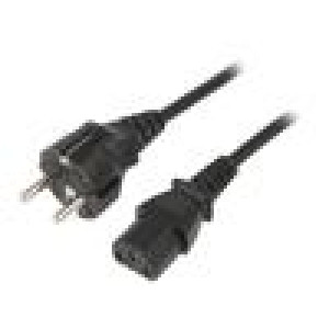 Kabel CEE 7/7 (E/F) vidlice,IEC C13 zásuvka 1,8m černá PVC