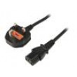 Kabel BS 1363 (G) vidlice,IEC C13 zásuvka 1,8m černá PVC