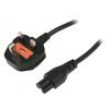 Kabel BS 1363 (G) vidlice,IEC C5 zásuvka 1,8m černá PVC 2,5A