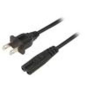 Kabel NEMA 5-15 (B) vidlice,IEC C7 zásuvka 1,8m černá PVC