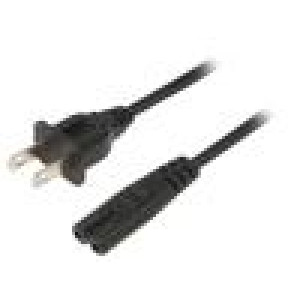 Kabel 2x0,75mm2 IEC C7 zásuvka,NEMA 5-15 (B) vidlice PVC