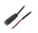 Kabel vodiče,DC 5,5/2,1 zásuvka přímý 0,5mm2 černá 2m 0÷40°C