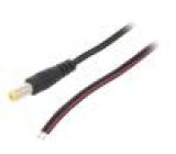 Kabel vodiče,DC 5,5/2,1 zástrčka přímý 0,5mm2 černá 1,5m