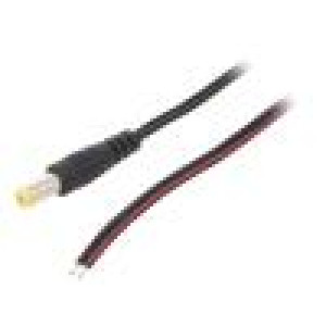 Kabel 2x0,5mm2 vodiče,DC 5,5/2,1 zástrčka přímý černá 1,5m