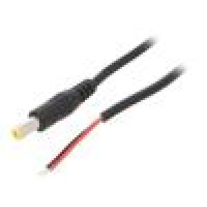 Kabel vodiče,DC 5,5/2,1 zástrčka přímý 0,5mm2 černá 3m