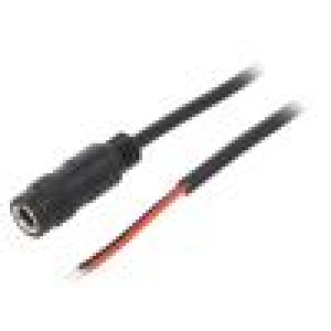 Kabel 2x0,5mm2 vodiče,DC 5,5/2,1 zástrčka přímý černá 4m