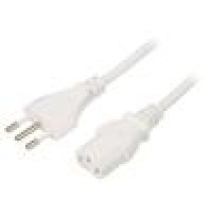 Kabel IEC C13 zásuvka,zástrčka CEI 23-50 (L) 1,8m bílá PVC