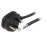 Kabel BS 1363 (G) vidlice 1,8m černá PVC 3G1mm2 13A 300/500V
