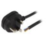 Kabel BS 1363 (G) vidlice 5m černá PVC 3G1mm2 13A 300/500V