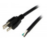 Kabel 3x16AWG NEMA 5-15 (B) vidlice,vodiče PVC 5m černá 13A