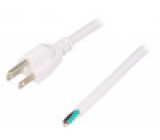 Kabel 3x16AWG NEMA 5-15 (B) vidlice,vodiče PVC 5m bílá 13A