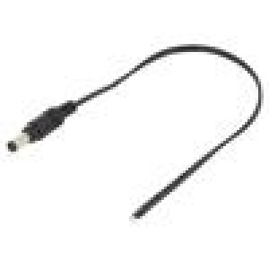 Kabel 2x0,5mm2 vodiče,DC 5,5/2,1 zástrčka přímý černá 0,25m