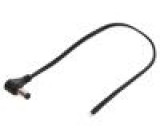 Kabel vodiče,DC 5,5/2,1 zástrčka úhlový 0,5mm2 černá 0,25m