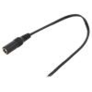 Kabel 2x0,5mm2 vodiče,DC 5,5/2,5 zásuvka přímý černá 0,25m