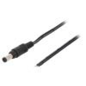 Kabel 2x0,5mm2 vodiče,DC 5,5/2,5 zástrčka přímý černá 1,5m