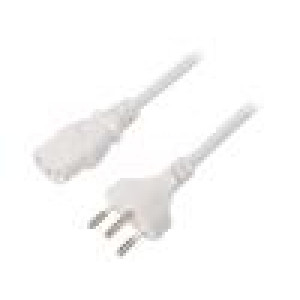 Kabel IEC C13 zásuvka,vidlice SEV-1011 (J) 1,8m bílá PVC