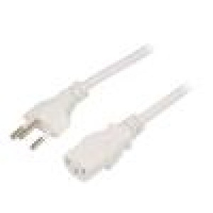 Kabel IEC C13 zásuvka,vidlice SEV-1011 (J) 3m bílá PVC 10A