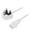 Kabel BS 1363 (G) vidlice,IEC C13 zásuvka 5m bílá PVC 3x1mm2