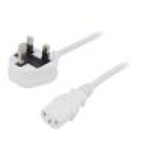 Kabel 3x1mm2 BS 1363 (G) vidlice,IEC C13 zásuvka PVC 5m bílá