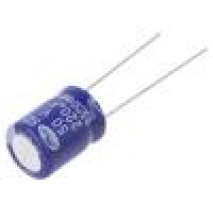 Kondenzátor: elektrolytický THT 220uF 50VDC Ø10x12,5mm ±20%