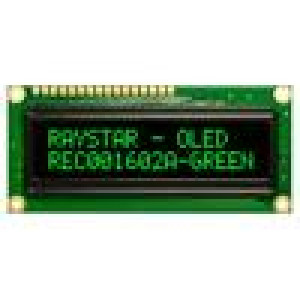 Zobrazovač: OLED alfanumerický 16x2 Rozm: 80x36x10mm zelená