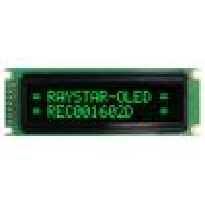 Zobrazovač: OLED alfanumerický 16x2 Rozm: 85x30x10mm zelená