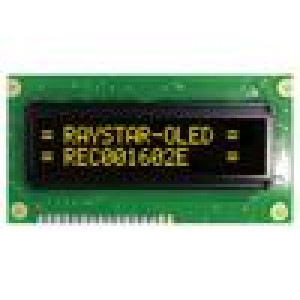 Zobrazovač: OLED alfanumerický 16x2 žlutá 4,8÷5,3VDC