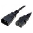 Kabel IEC C13 zásuvka,IEC C14 vidlice 1m černá PVC 3x0,75mm2