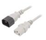 Kabel IEC C13 zásuvka,IEC C14 vidlice 1,8m šedá PVC 10A 250V