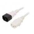 Kabel IEC C13 zásuvka,IEC C14 vidlice 1,8m bílá PVC 10A 250V