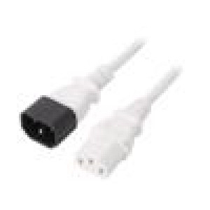 Kabel IEC C13 zásuvka,IEC C14 vidlice 1m bílá PVC 3x0,75mm2