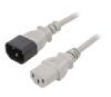 Kabel 3x1mm2 IEC C13 zásuvka,IEC C14 vidlice PVC 3m šedá 10A