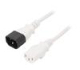 Kabel IEC C13 zásuvka,IEC C14 vidlice 3m bílá PVC 3x1mm2 10A