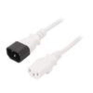 Kabel 3x1mm2 IEC C13 zásuvka,IEC C14 vidlice PVC 3m bílá 10A