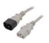 Kabel IEC C13 zásuvka,IEC C14 vidlice 5m šedá PVC 3x1mm2 10A